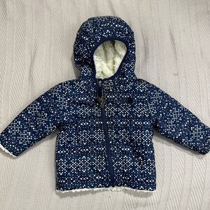 North Face infant coat, 3-6 mo., lined in faux fur, warm, fall, winter